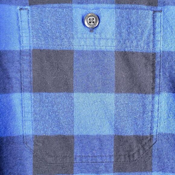 LL Bean Shirt Mens Blue Plaid Flannel LS Button Down Size Large Tall LT - Picture 4 of 9